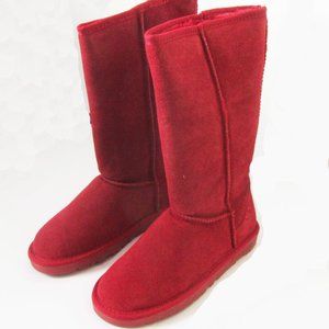 Women TPR Sole Winter Medium Boots Suede Upper in Red SZ6